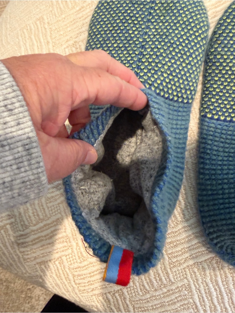 NWOT BOMBAS The gripper Slipper Cozy Indoor Slipper. Green Blue Colorway. SZ XL - Picture 4 of 6